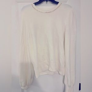 Deal James white sweater with rose gold embellishment